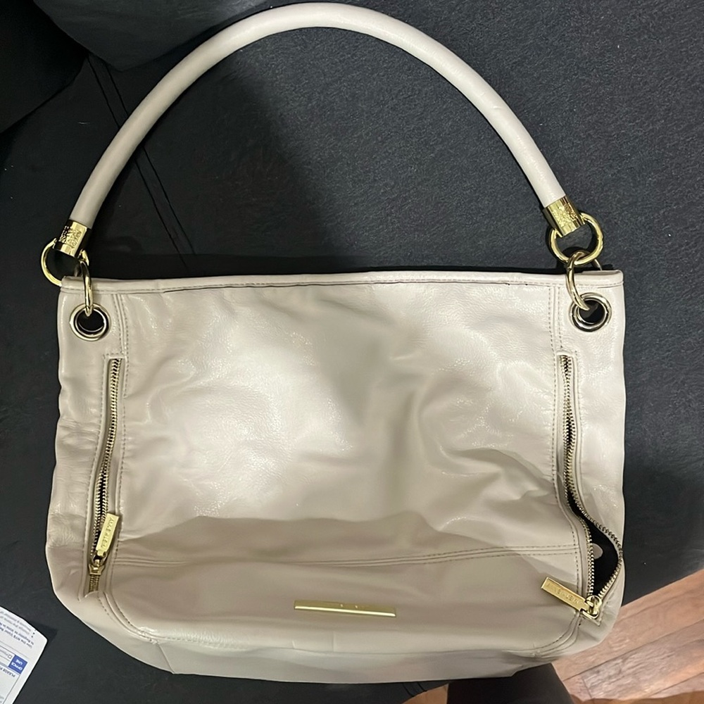 Crea/white faux leather Anne Klein shoulder bag